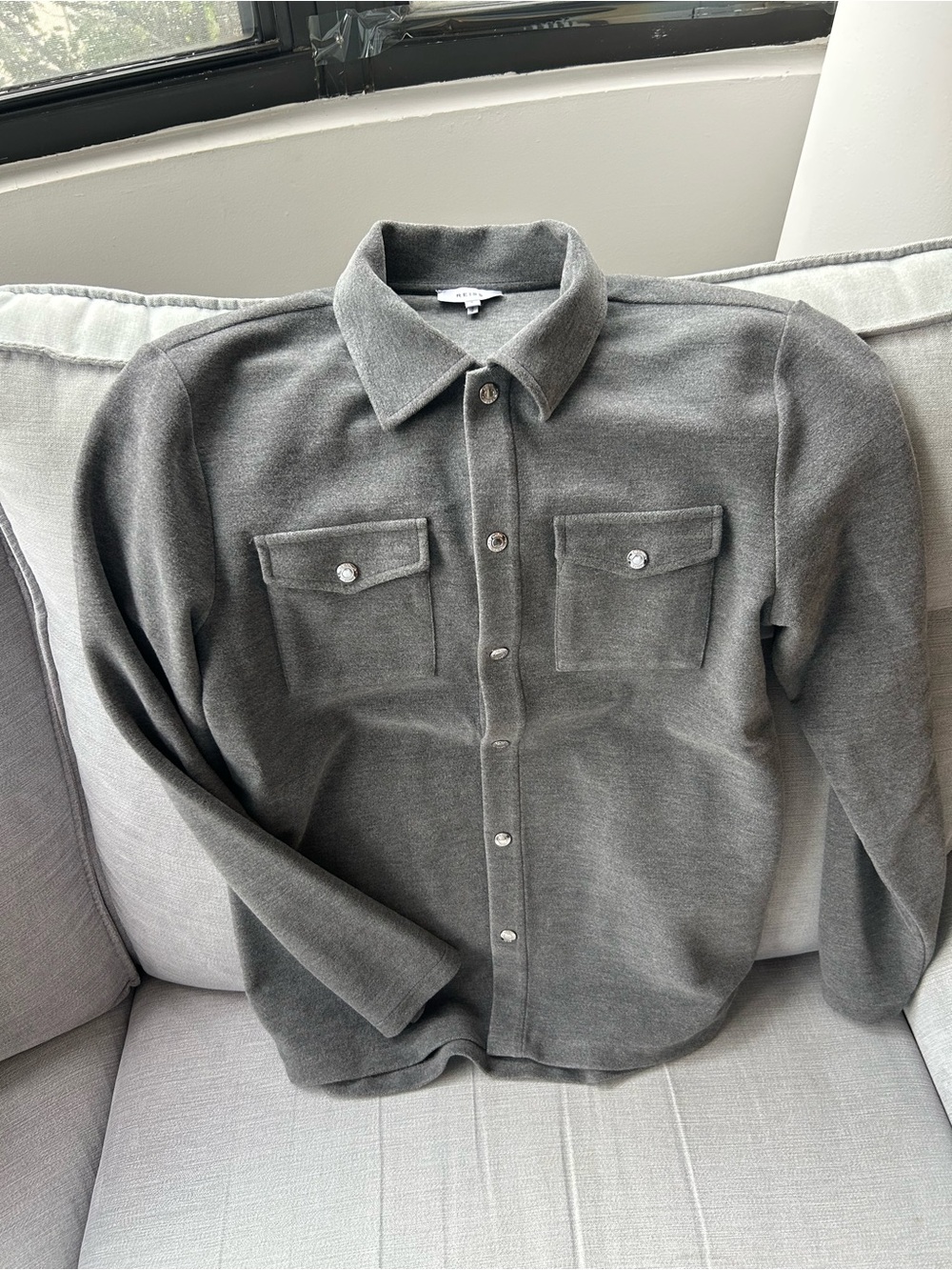 Reiss Men's Grey Lightweight Shirt Jacket